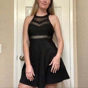 Black, mesh cutout, Windsor skater dress.